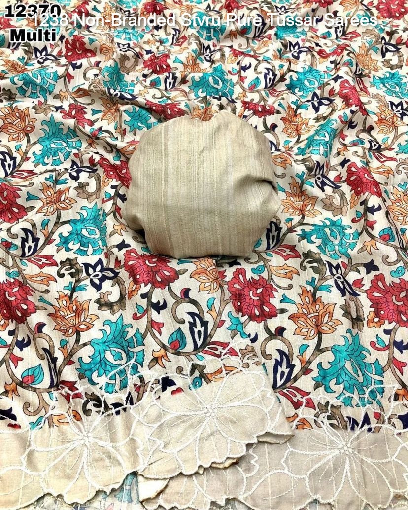 1238 Non-Branded Stvru Pure Tussar Sarees