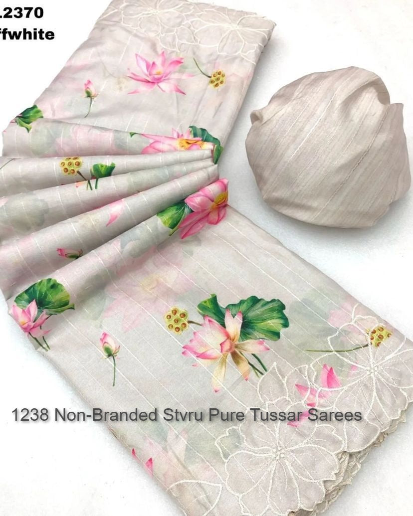 1238 Non-Branded Stvru Pure Tussar Sarees
