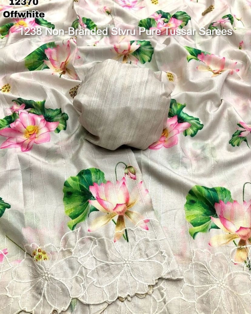 1238 Non-Branded Stvru Pure Tussar Sarees