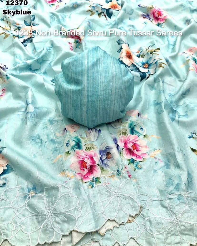 1238 Non-Branded Stvru Pure Tussar Sarees