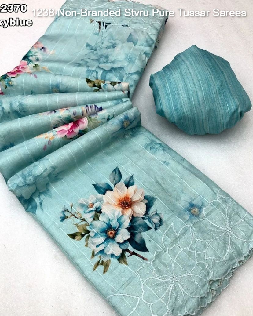 1238 Non-Branded Stvru Pure Tussar Sarees