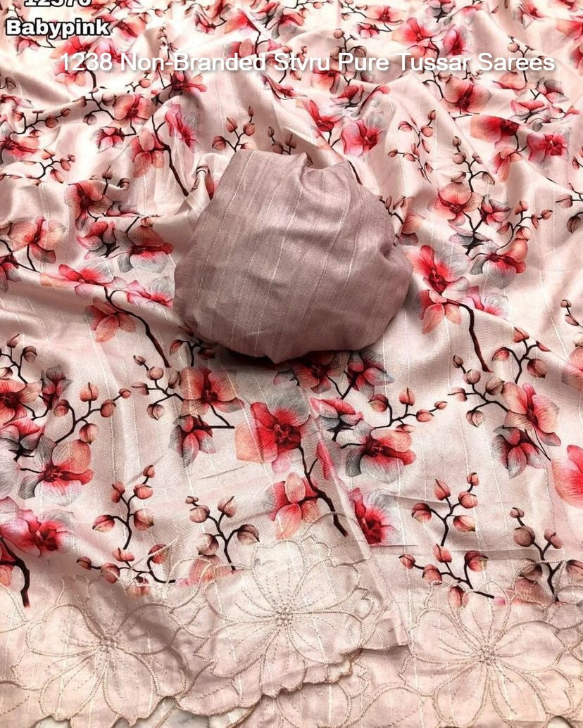 1238 Non-Branded Stvru Pure Tussar Sarees