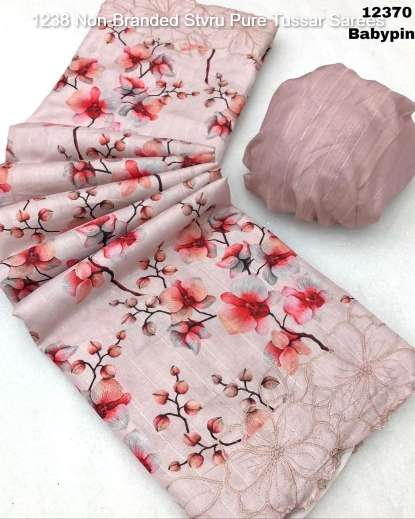 1238 Non-Branded Stvru Pure Tussar Sarees