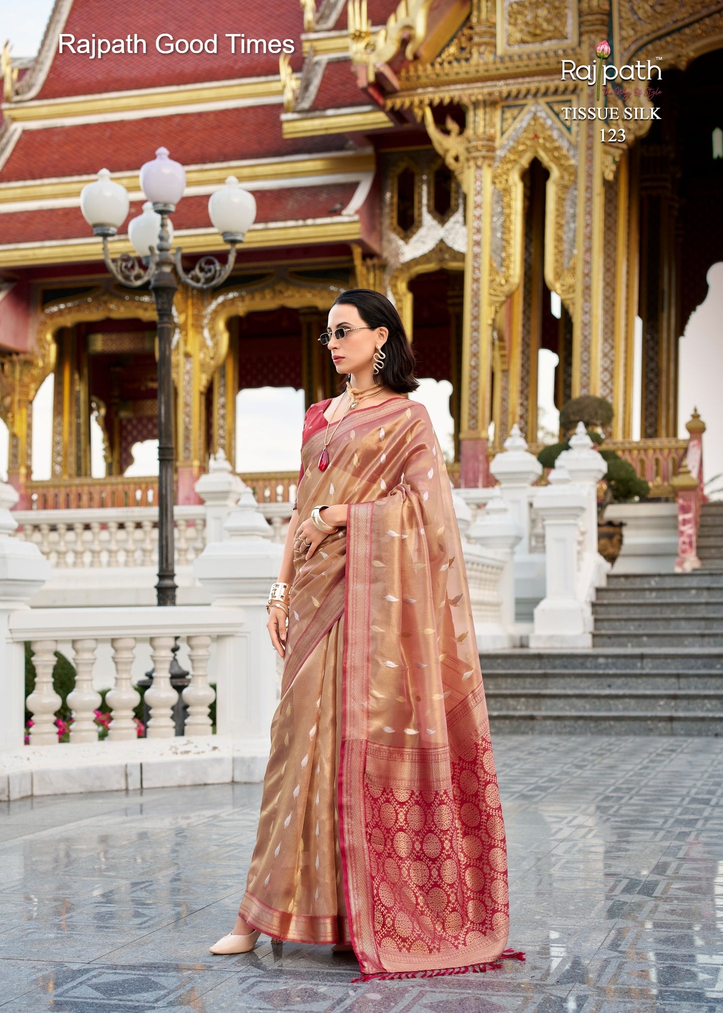 123 Good Times Rajpath Tissue Silk Sarees