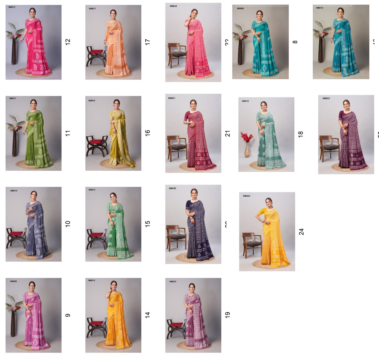 Mb005 To Mb024 Batik Mira Bela Print Sarees