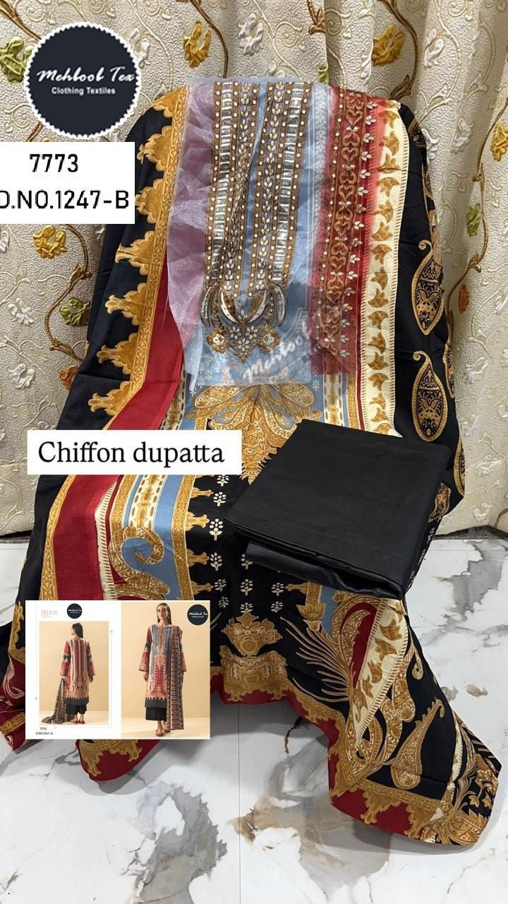 1247-B Mehboob Tex Embroidery Pakistani Patch Suits