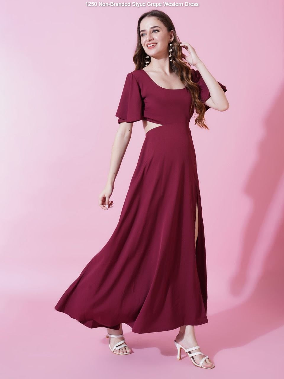 1250 Non-Branded Styud Crepe Western Dress