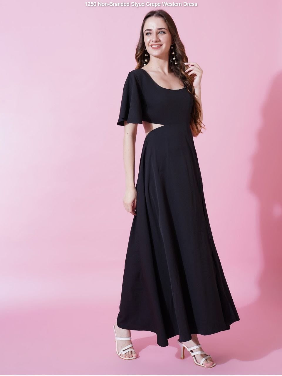 1250 Non-Branded Styud Crepe Western Dress