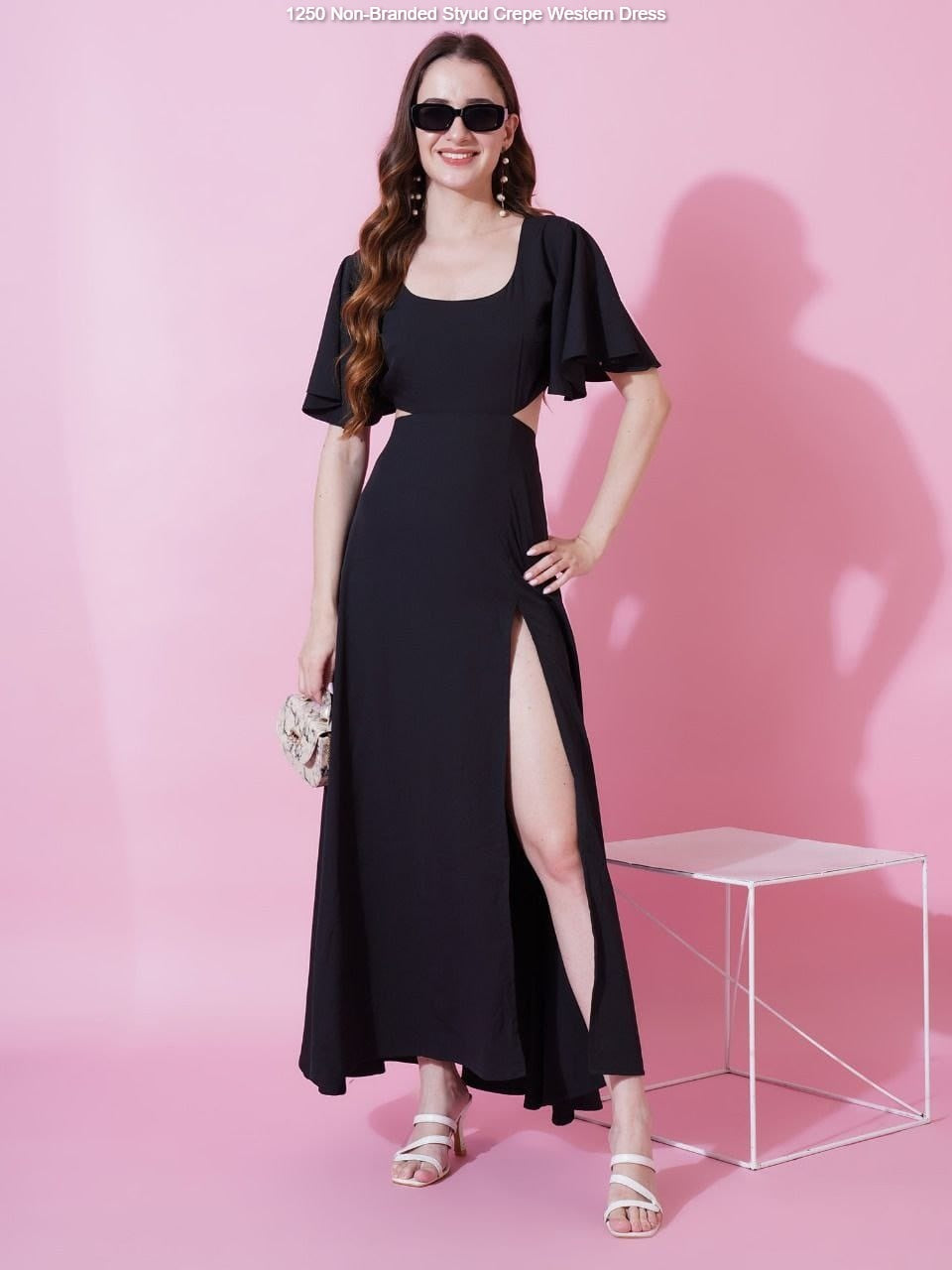 1250 Non-Branded Styud Crepe Western Dress