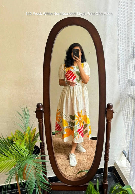125 Frock White Non-Branded Stysh Print One Piece