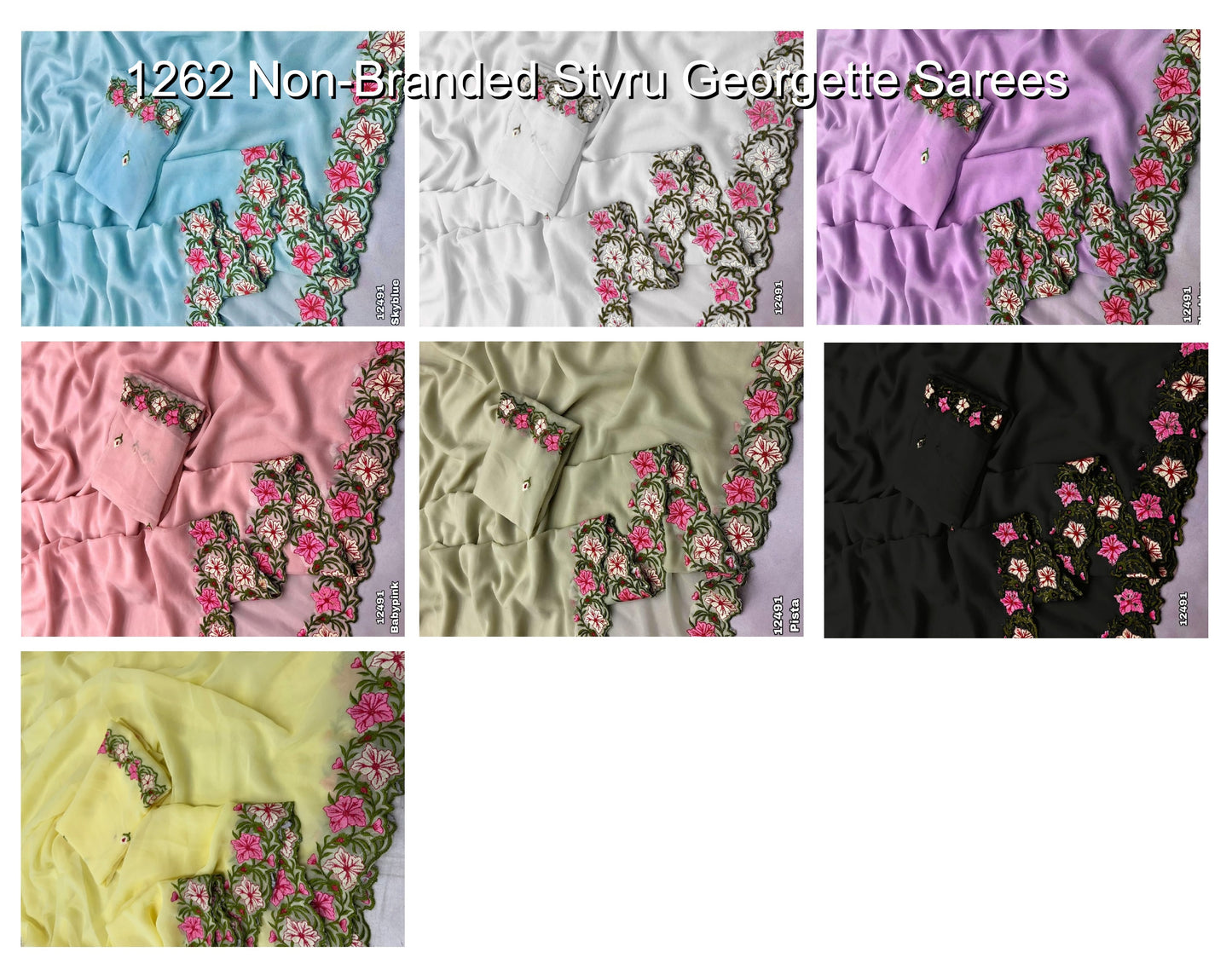 1262 Non-Branded Stvru Georgette Sarees