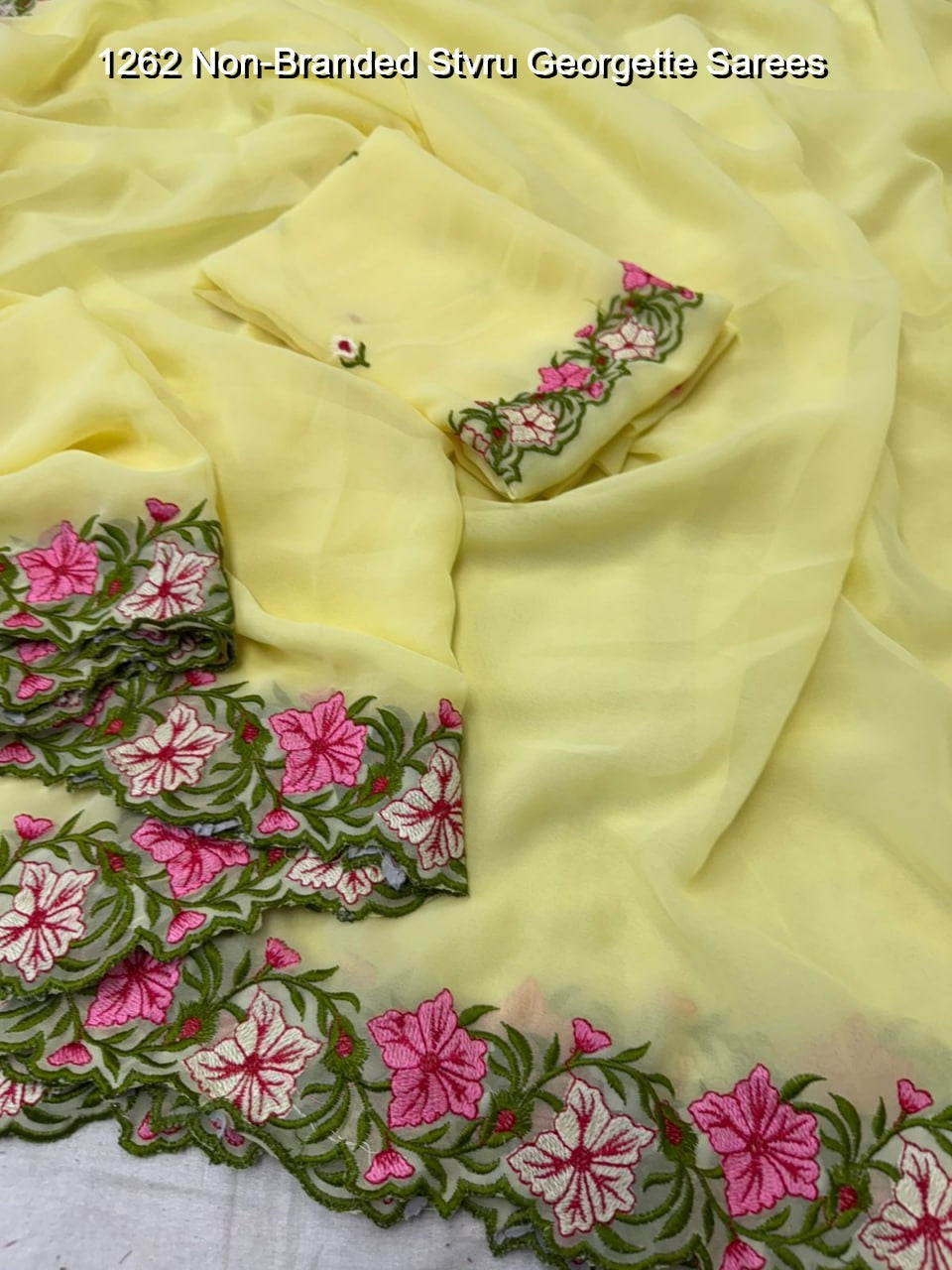 1262 Non-Branded Stvru Georgette Sarees