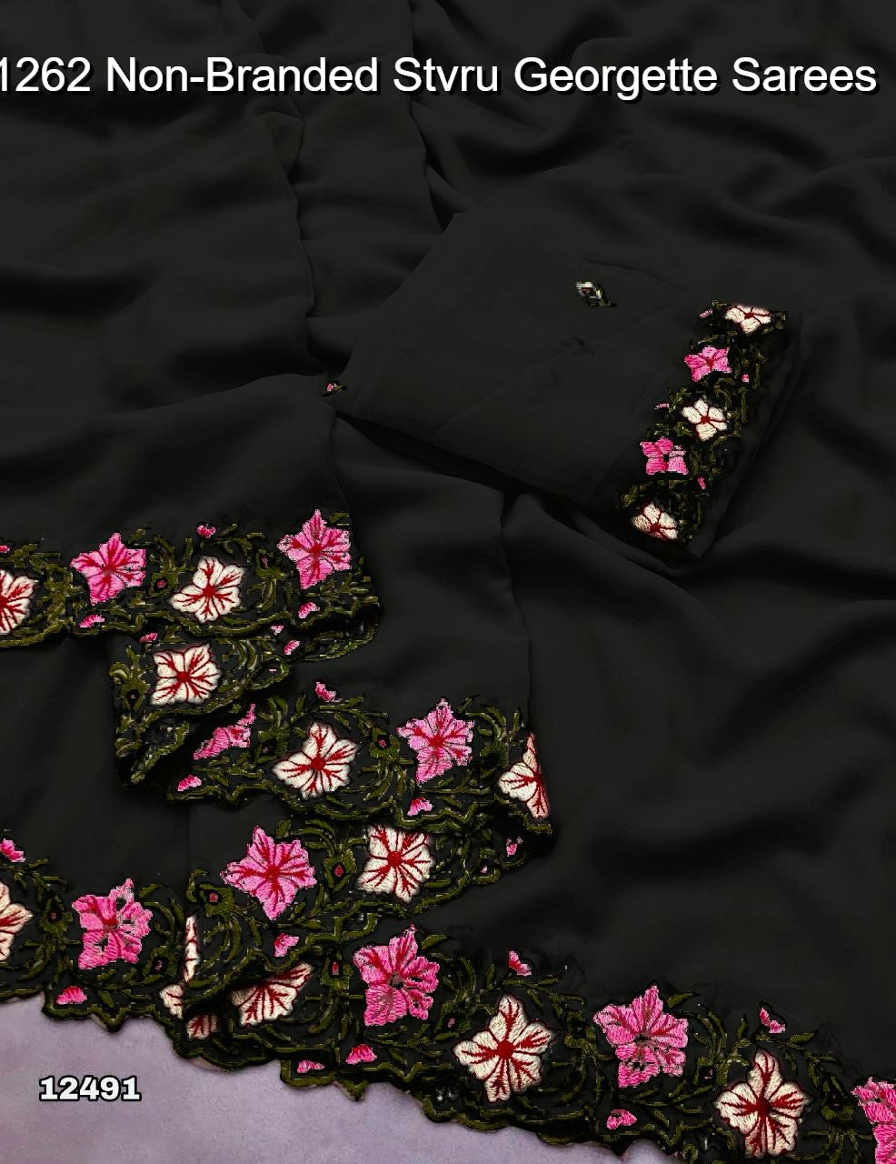 1262 Non-Branded Stvru Georgette Sarees