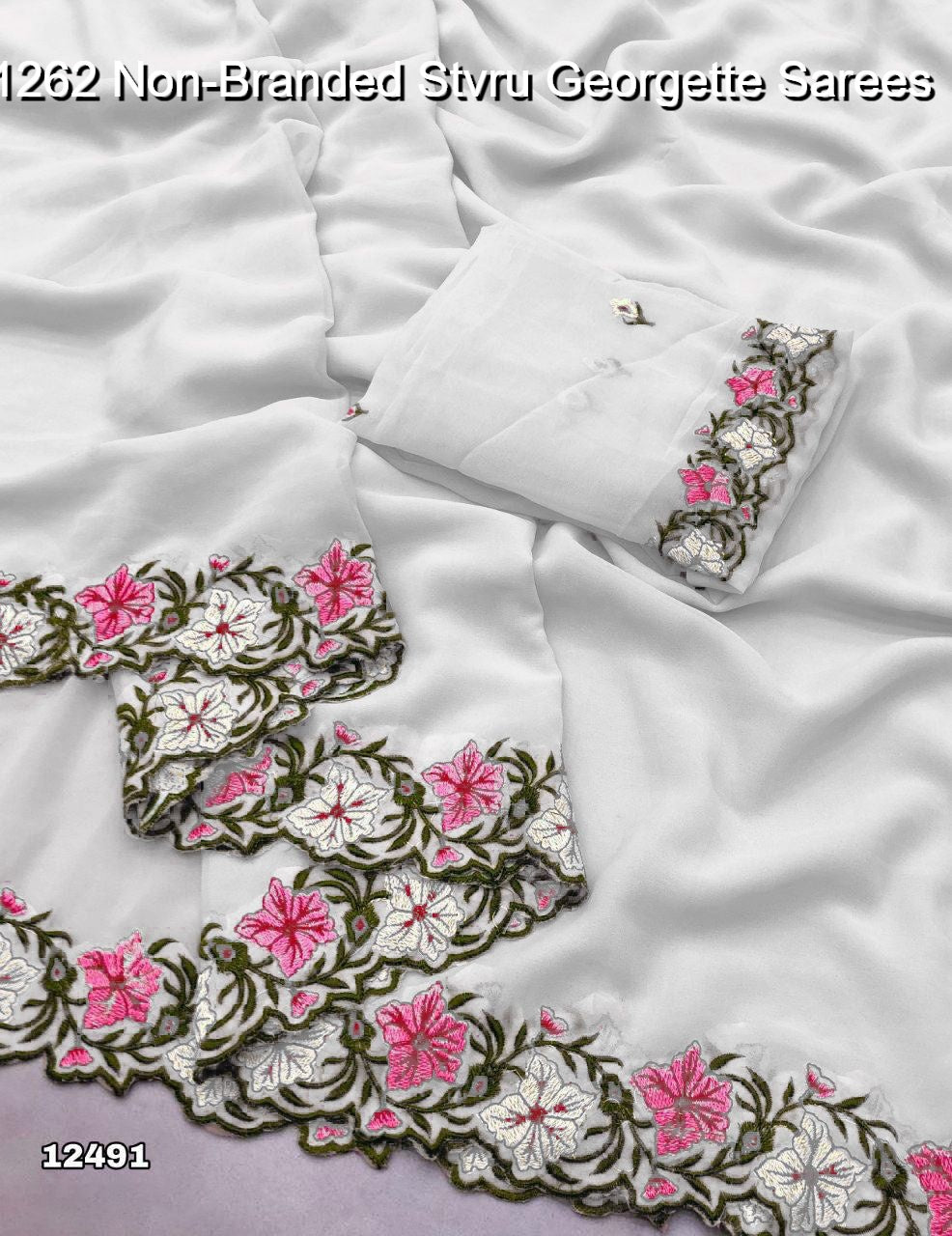 1262 Non-Branded Stvru Georgette Sarees