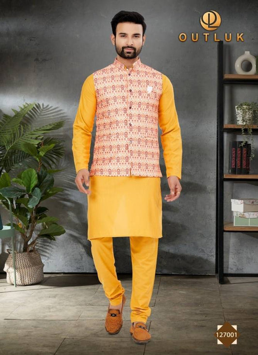 127001 Wedding Collection Vol 127 Outluk Cotton Mens Kurta Pyjama