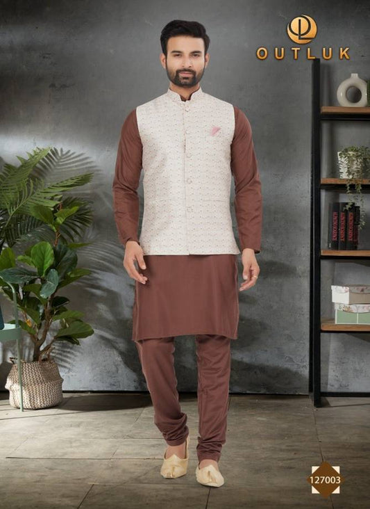 127003 Wedding Collection Vol 127 Outluk Cotton Mens Kurta Pyjama
