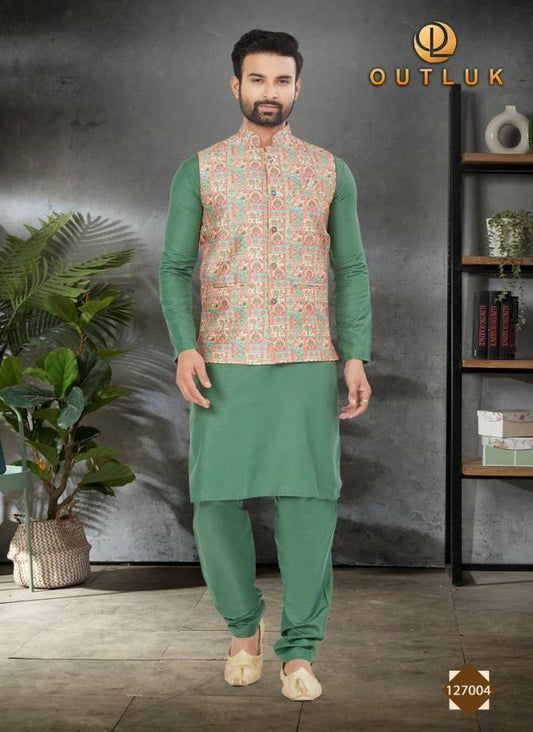 127004 Wedding Collection Vol 127 Outluk Cotton Mens Kurta Pyjama
