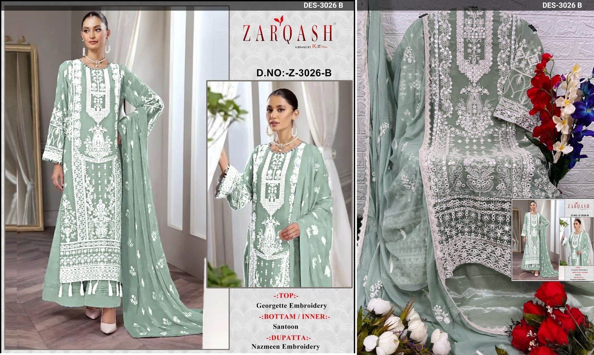 Z-3026-B Zarqash Pakistani Salwar Suits