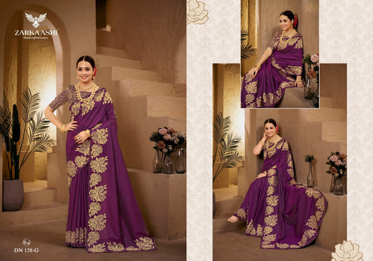 128-G Gulab Kali Zarkaashi Katan Silk Sarees