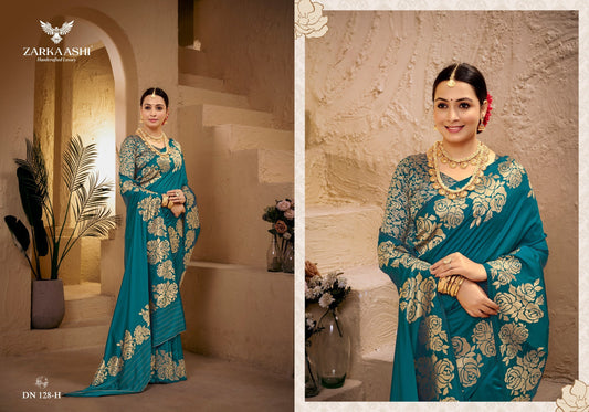 128-H Gulab Kali Zarkaashi Katan Silk Sarees