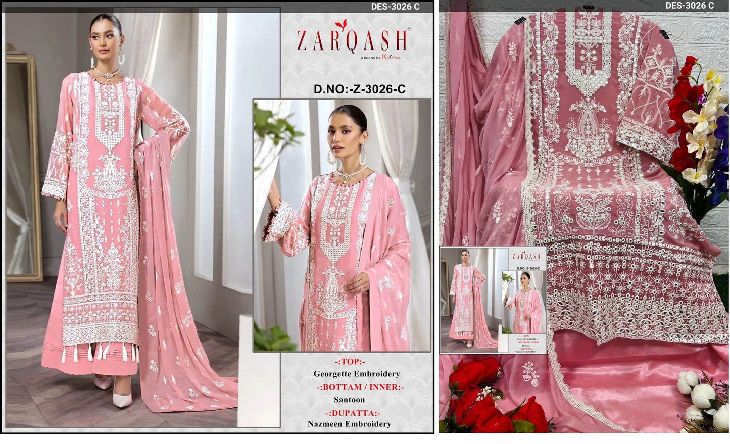 Z-3026-C Zarqash Pakistani Salwar Suits