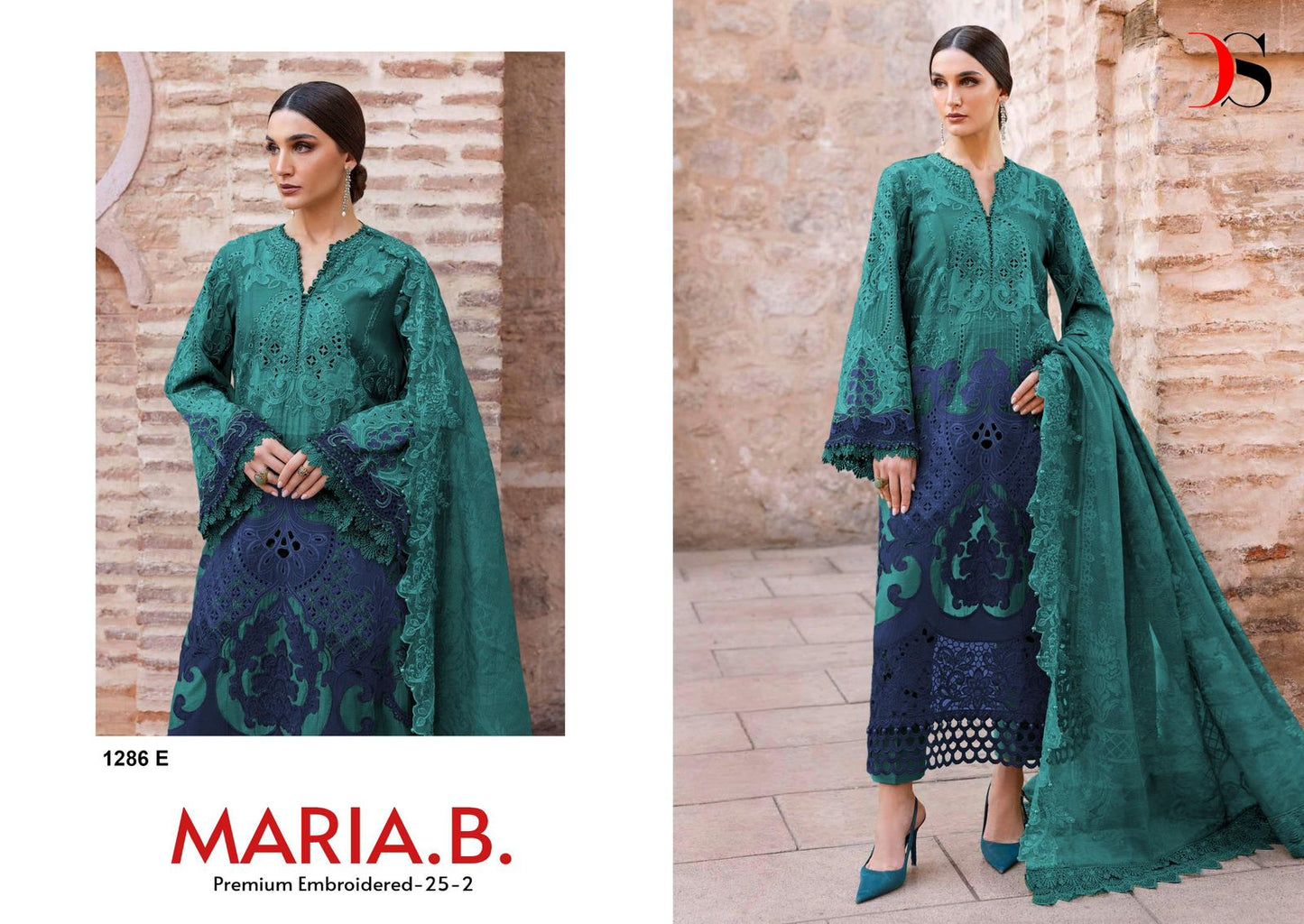 1286-E Maria B Embroidered 25-2 Deepsy Pure Cotton Pakistani Salwar Suits