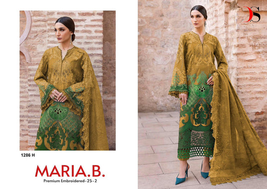 1286-H Maria B Embroidered 25-2 Deepsy Pure Cotton Pakistani Salwar Suits