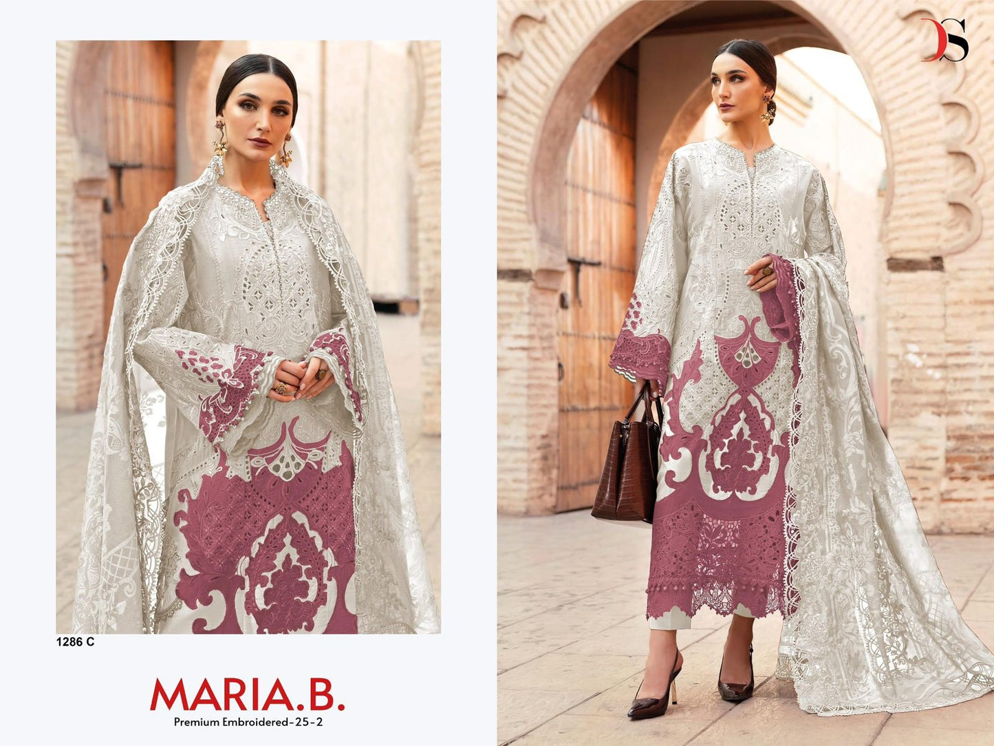 1286 C Maria B Premium Embroidered 25-2 Deepsy Embroidery Pakistani Patch Suits