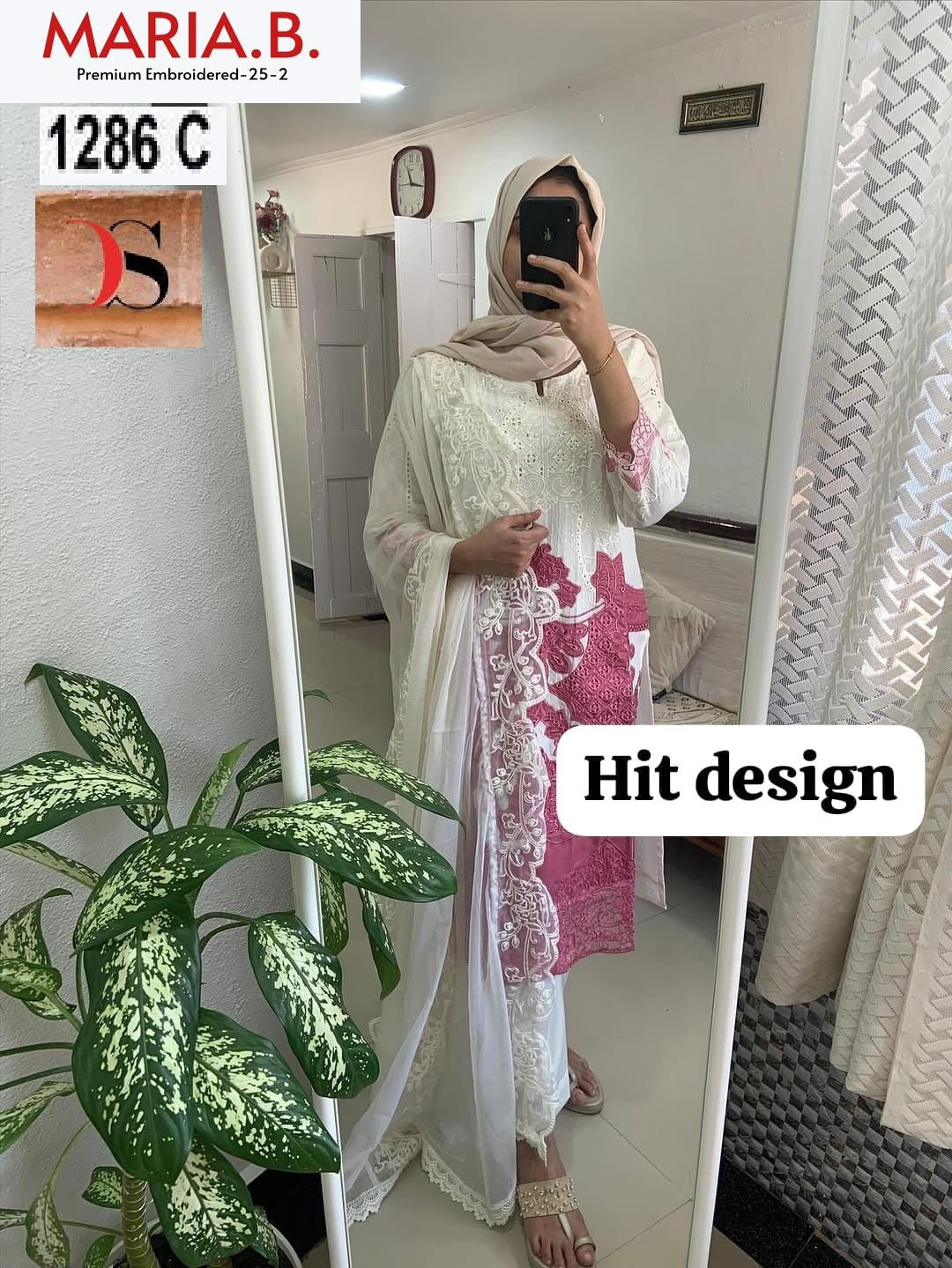 1286 C Maria B Premium Embroidered 25-2 Deepsy Embroidery Pakistani Patch Suits