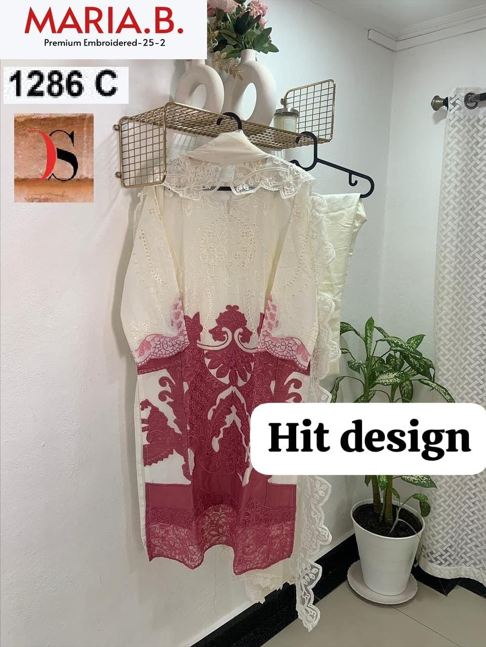 1286 C Maria B Premium Embroidered 25-2 Deepsy Embroidery Pakistani Patch Suits