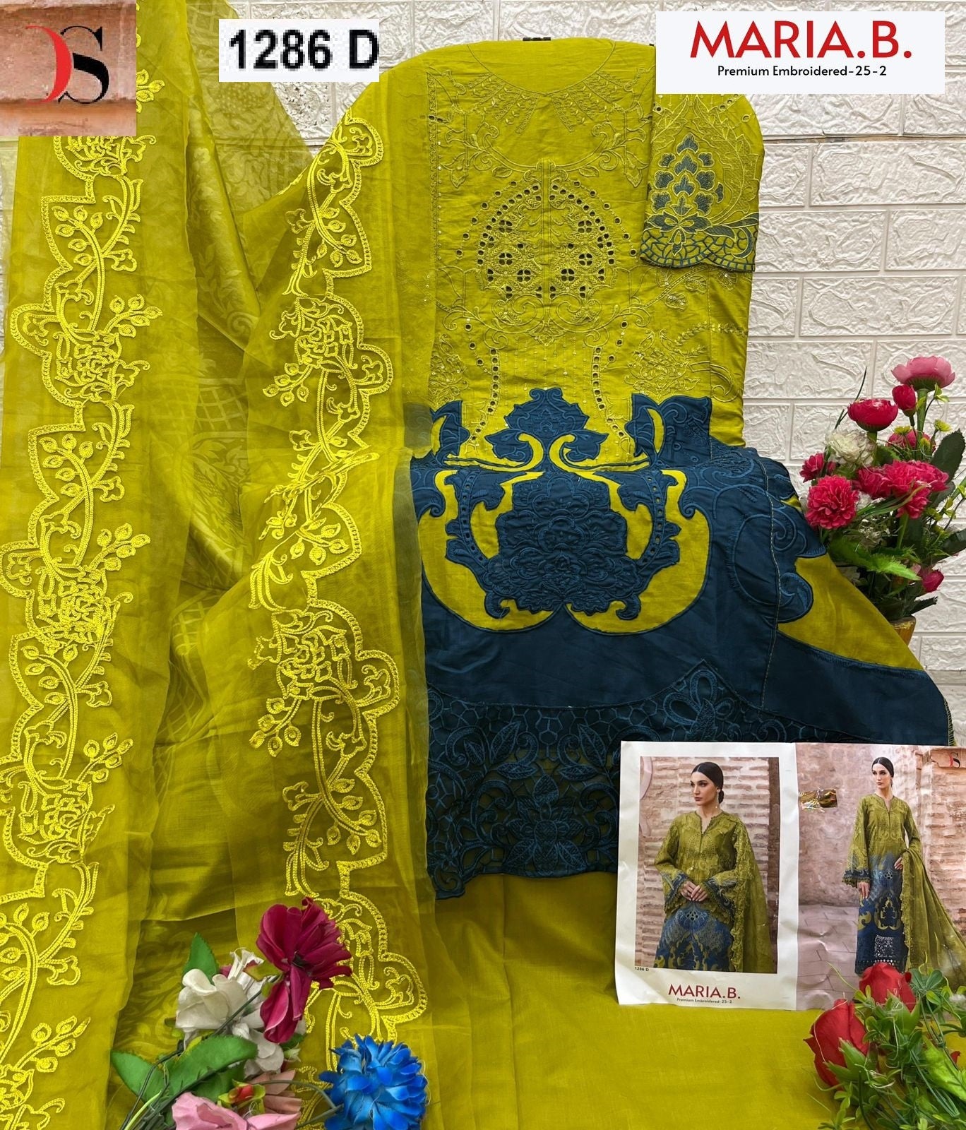 1286 D Maria B Premium Embroidered 25-2 Deepsy Embroidery Pakistani Patch Suits