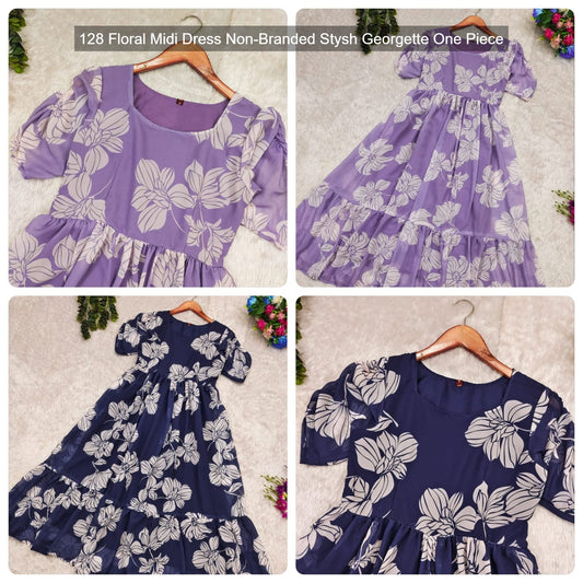 128 Floral Midi Dress Non-Branded Stysh Georgette One Piece