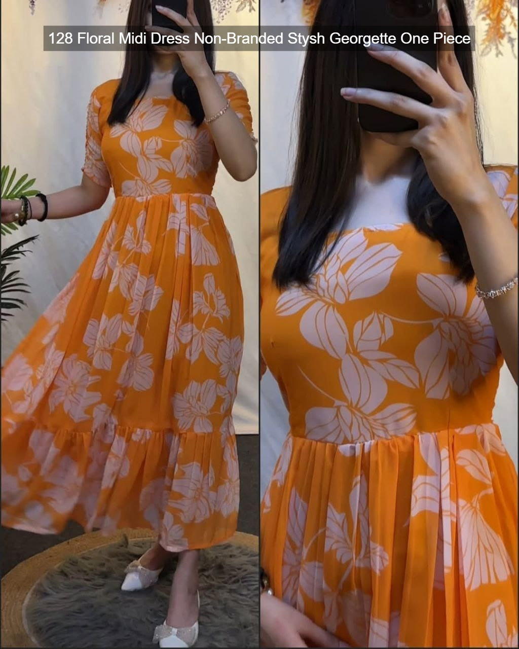 128 Floral Midi Dress Non-Branded Stysh Georgette One Piece