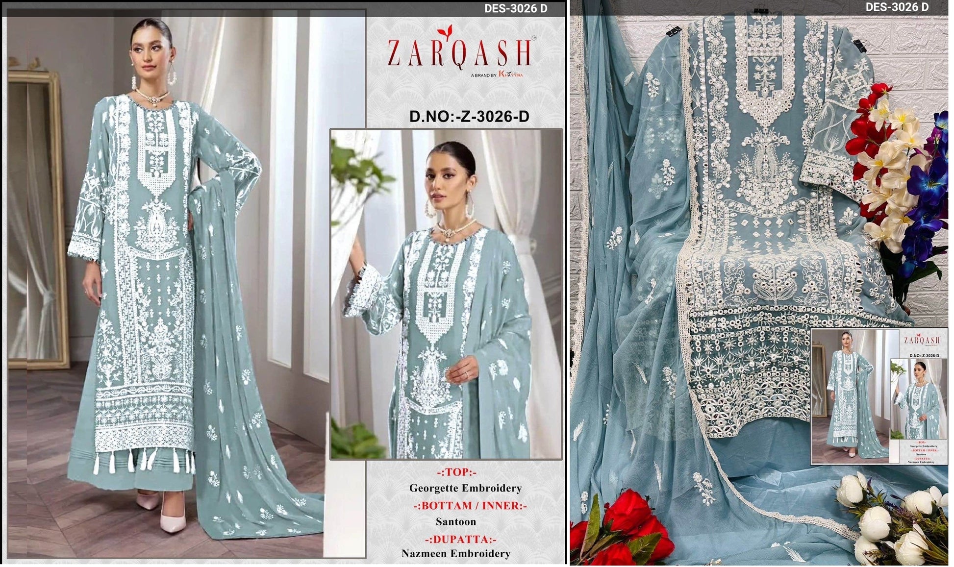 Z-3026-D Zarqash Pakistani Salwar Suits