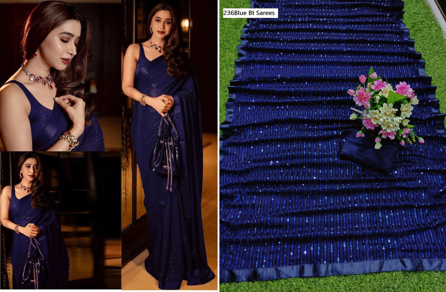 236Blue Bt Sarees
