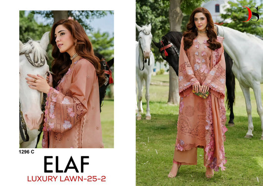 1296-C Elaf Luxury Lawn 25-2 Deepsy Pure Cotton Pakistani Salwar Suits