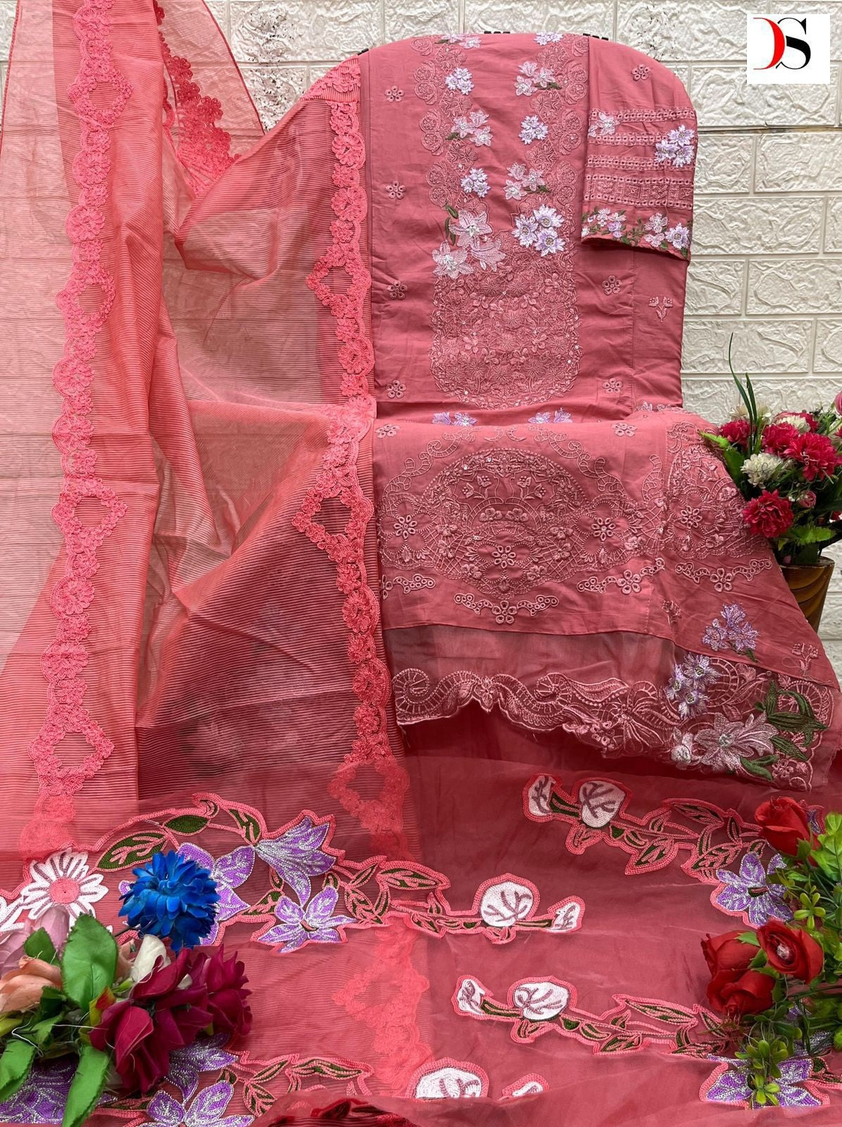 1296-D Elaf Luxury Lawn 25-2 Deepsy Pure Cotton Pakistani Salwar Suits