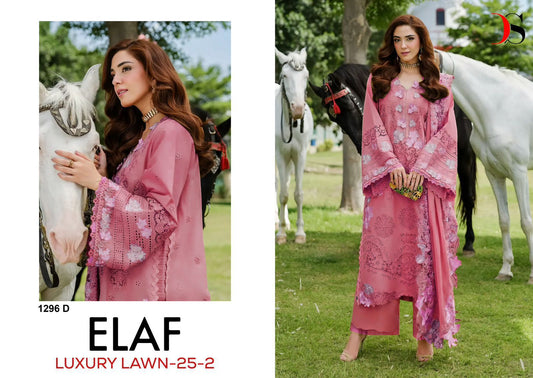 1296-D Elaf Luxury Lawn 25-2 Deepsy Pure Cotton Pakistani Salwar Suits