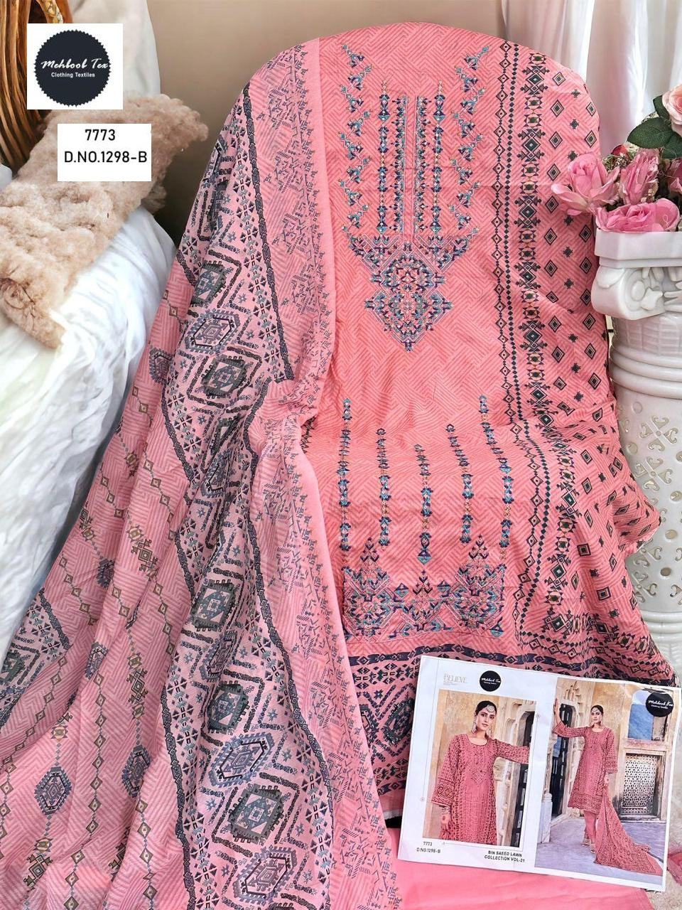 1298-B Mehboob Tex Embroidery Pakistani Salwar Suits