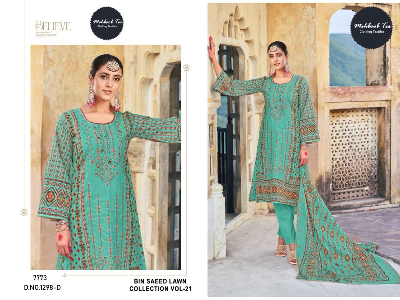 1298-D Mehboob Tex Embroidery Pakistani Salwar Suits