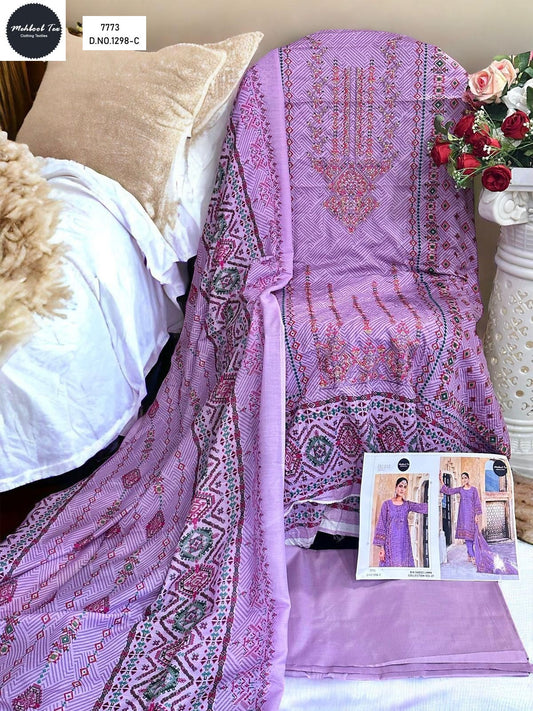 1298C Bin Saeed Lawn Collection Vol 21 Mehboob Tex Embroidery Pakistani Salwar Suits