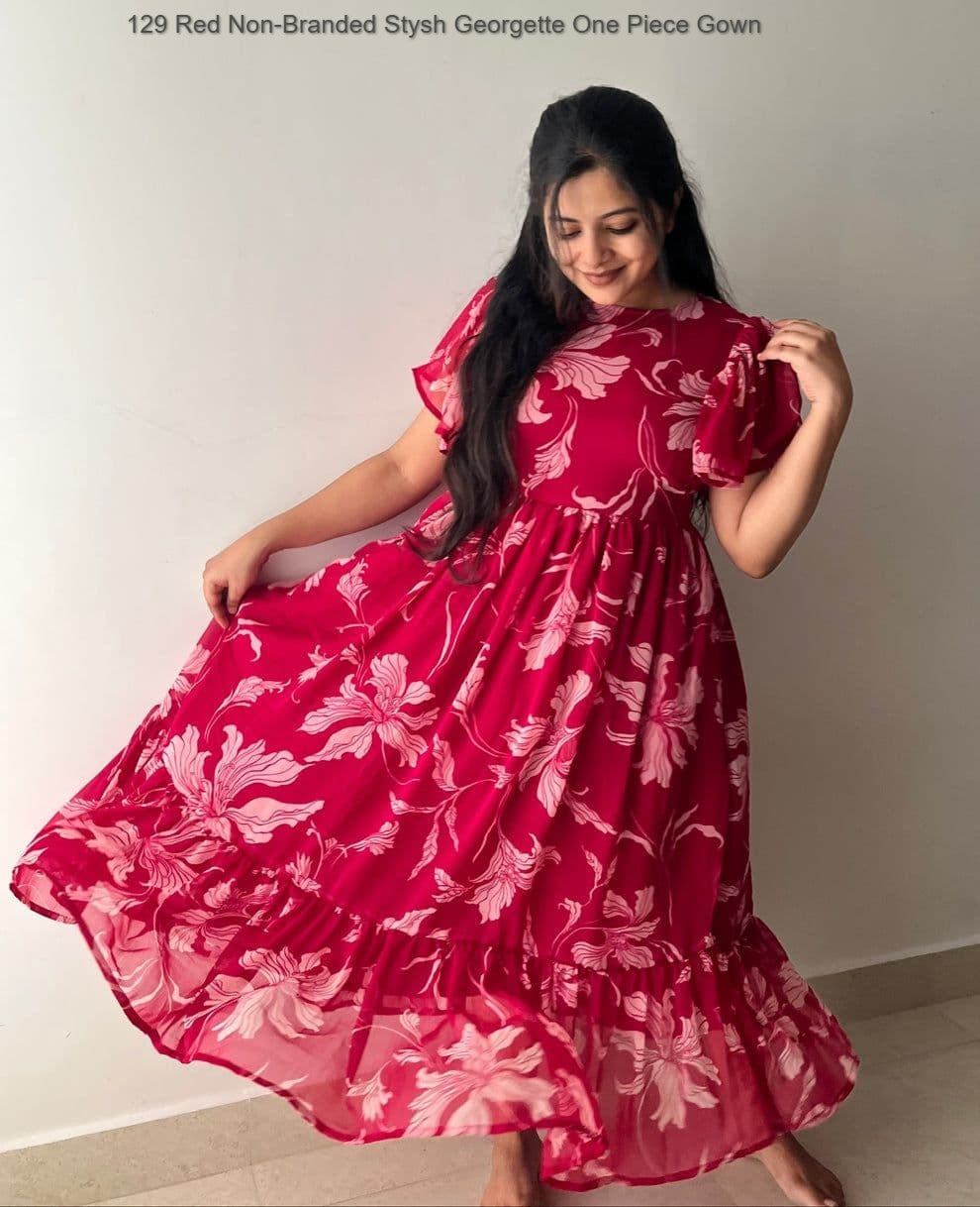 129 Red Non-Branded Stysh Georgette One Piece Gown