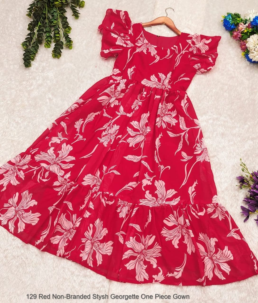 129 Red Non-Branded Stysh Georgette One Piece Gown