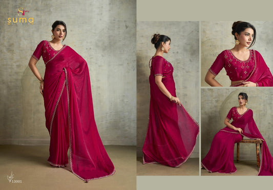13001 Amelia Suma Designer Fendy Chiffon Sarees