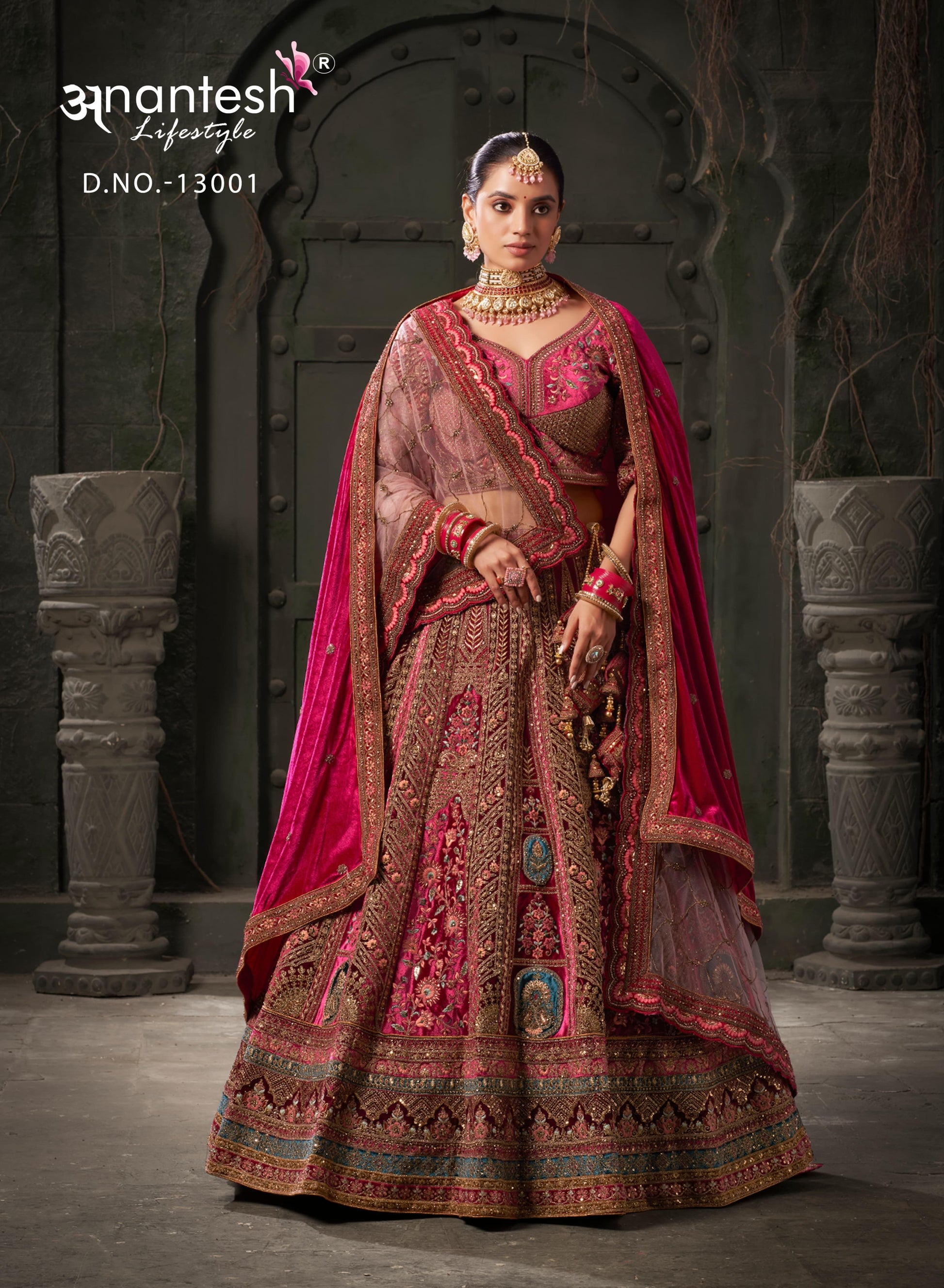 13001 Wedding Bride Vol 1 Anantesh Velvet Bridal Lehenga Choli