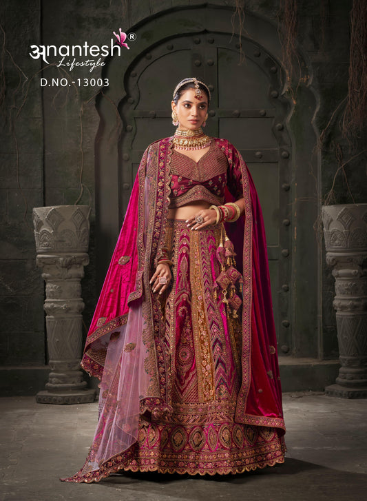 13003 Wedding Bride Vol 1 Anantesh Velvet Bridal Lehenga Choli