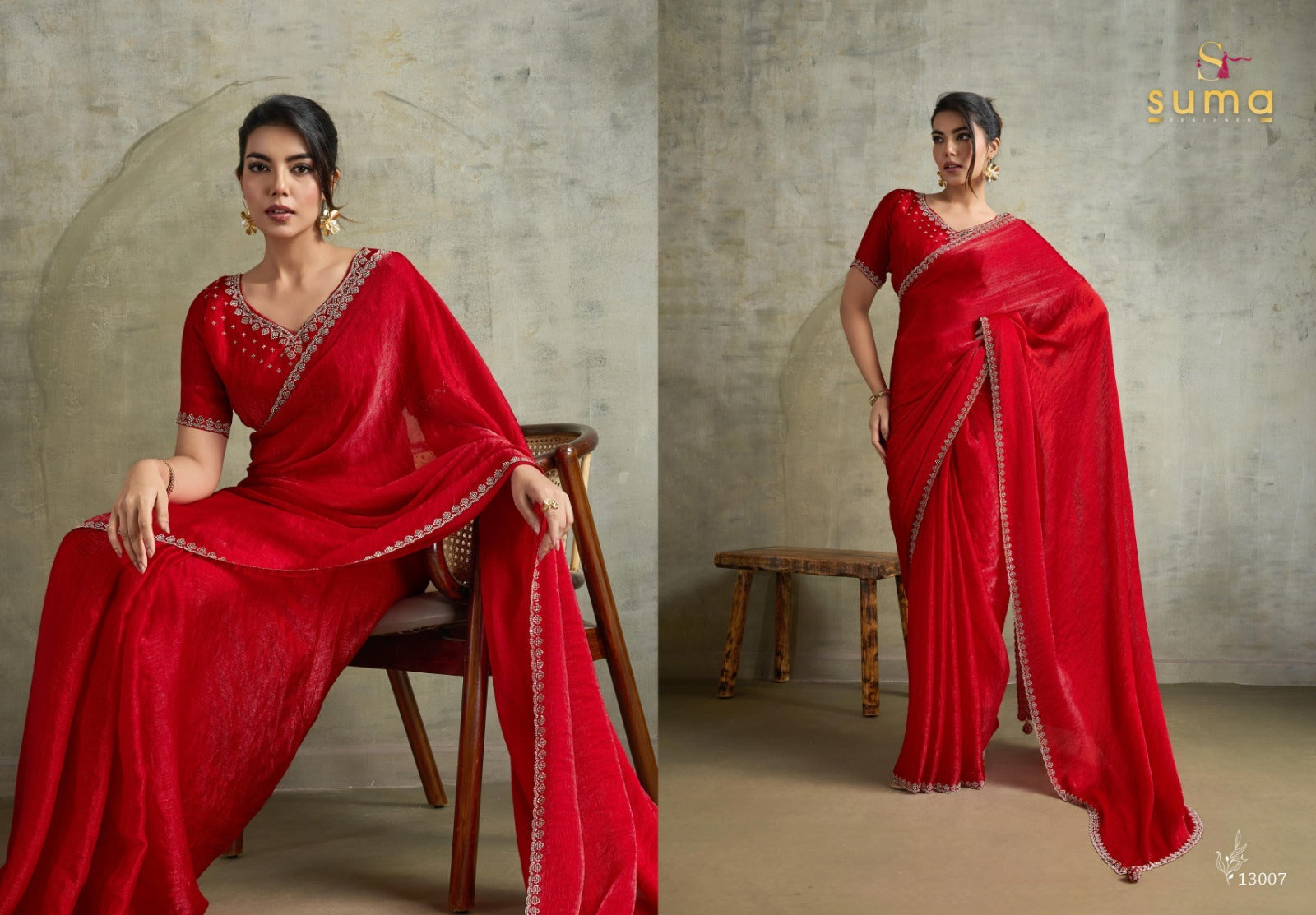 13007 Amelia Suma Designer Fendy Chiffon Sarees