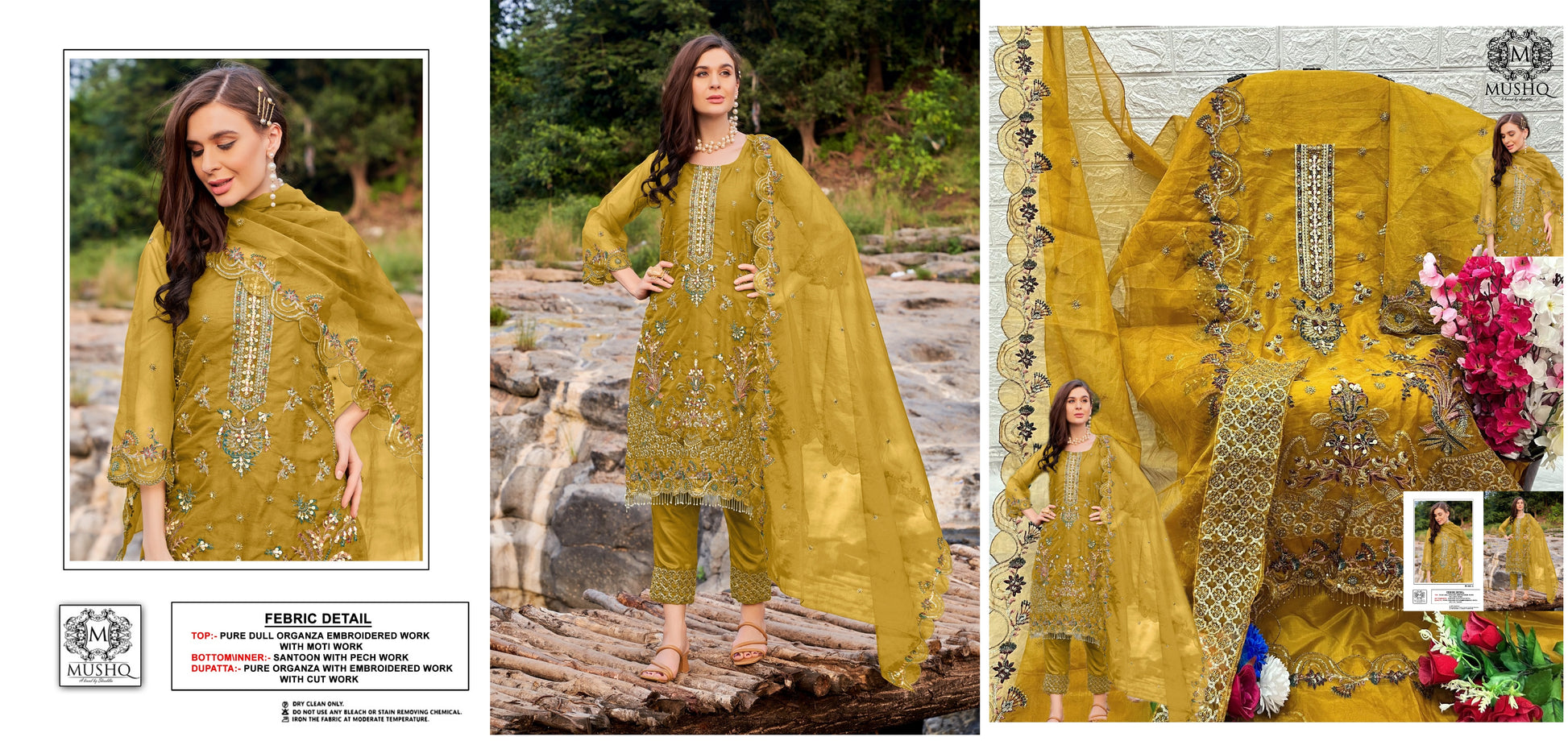 302Yellow Mushq Pakistani Salwar Suits