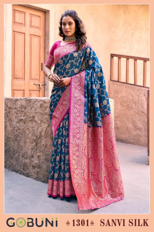 1301 Sanvi Gobuni Silk Sarees