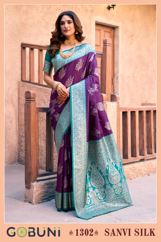 1302 Sanvi Gobuni Silk Sarees